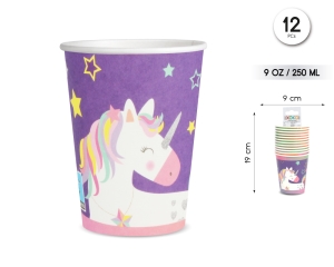 VASO 9OZ/250ML UNICORN RAINBOW 12PCS