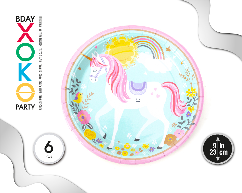 PLATO 23CM UNICORNIO 6PC