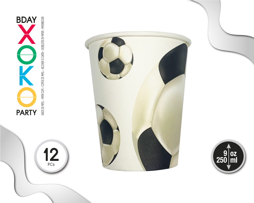 VASO 9OZ BALON FUTBOL 12PC