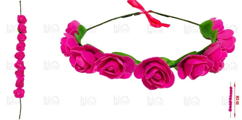 CORONA DE FLORES FUCSIA