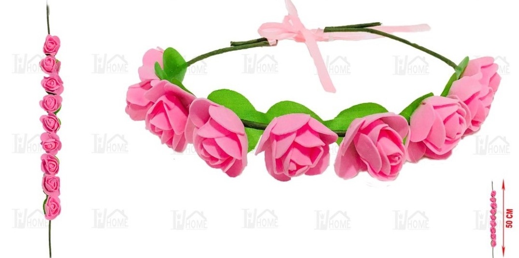 CORONA DE FLORES ROSA