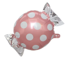 [5484608] G. FOIL CARAMELO ROSA PASTEL PUNTOS 18"