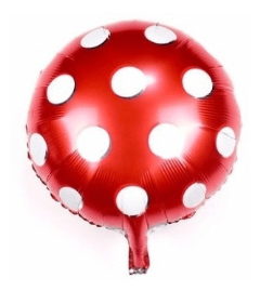 GLOBO POLIAMIDA CIRCULO LUNARES ROJO 18"